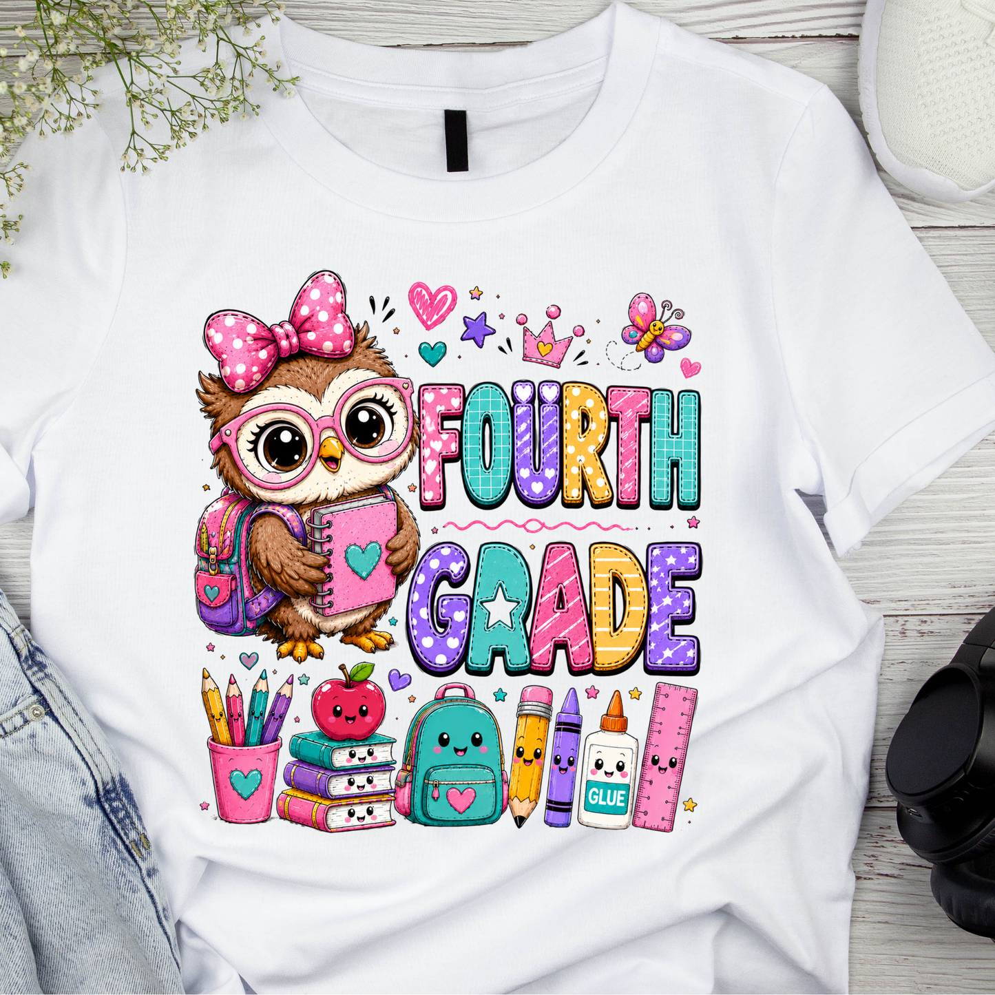 Cute Girls Back to School Shirt – Pre-K through Sixth Grade | Adorable Owl Graphic Tee | First Day of School Outfit | Kids School Shirt