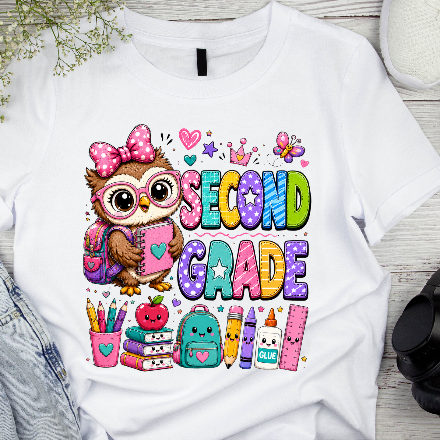 Cute Girls Back to School Shirt – Pre-K through Sixth Grade | Adorable Owl Graphic Tee | First Day of School Outfit | Kids School Shirt