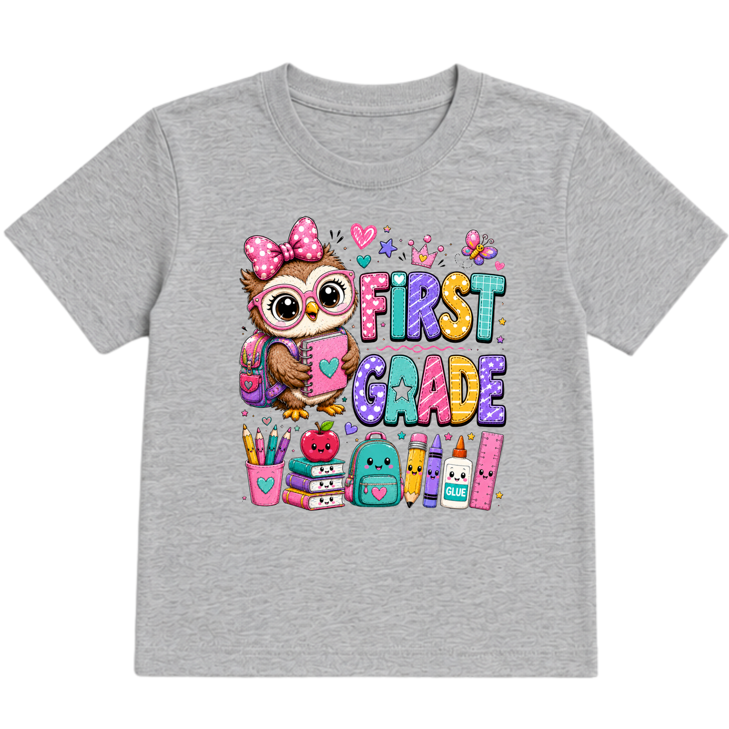 Cute Girls Back to School Shirt – Pre-K through Sixth Grade | Adorable Owl Graphic Tee | First Day of School Outfit | Kids School Shirt