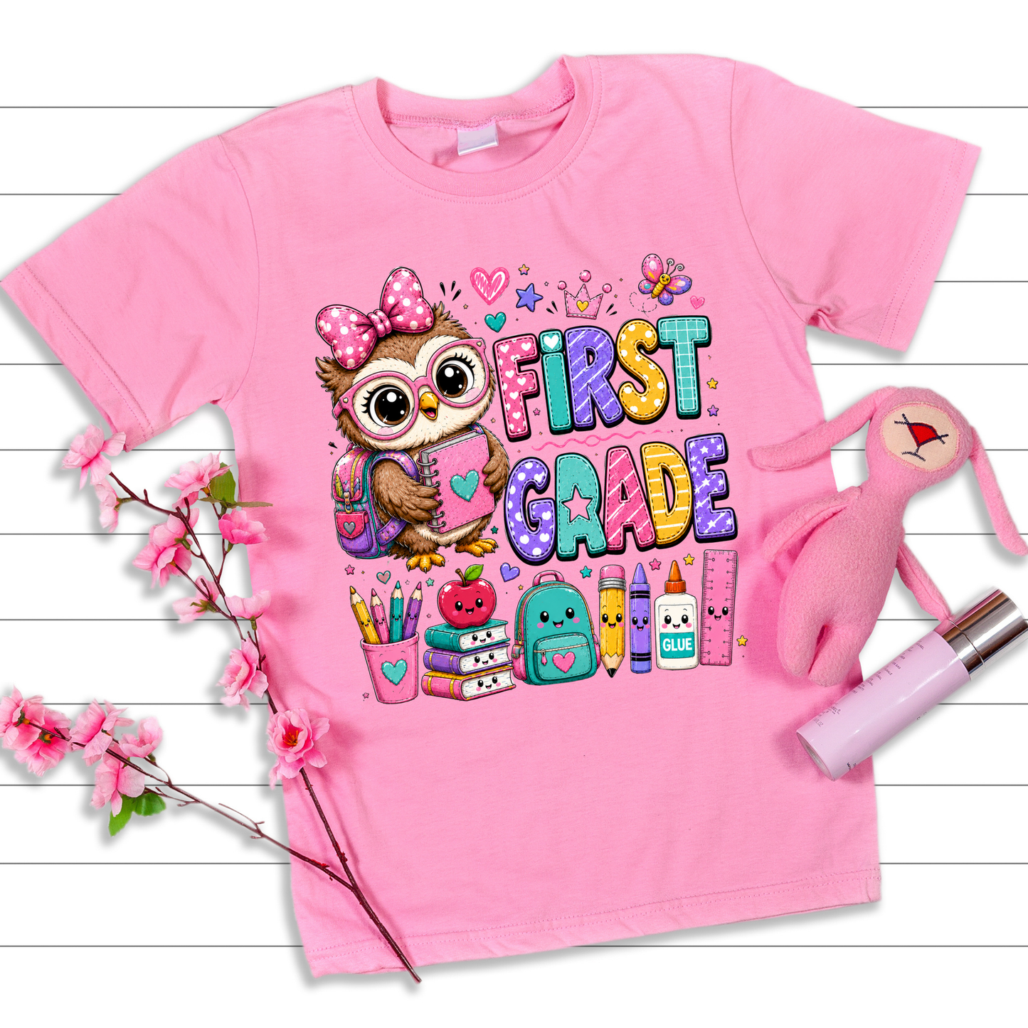 Cute Girls Back to School Shirt – Pre-K through Sixth Grade | Adorable Owl Graphic Tee | First Day of School Outfit | Kids School Shirt