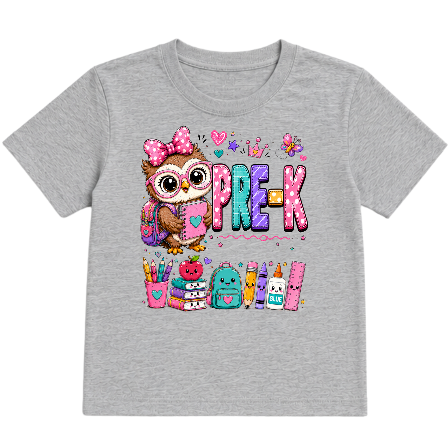 Cute Girls Back to School Shirt – Pre-K through Sixth Grade | Adorable Owl Graphic Tee | First Day of School Outfit | Kids School Shirt