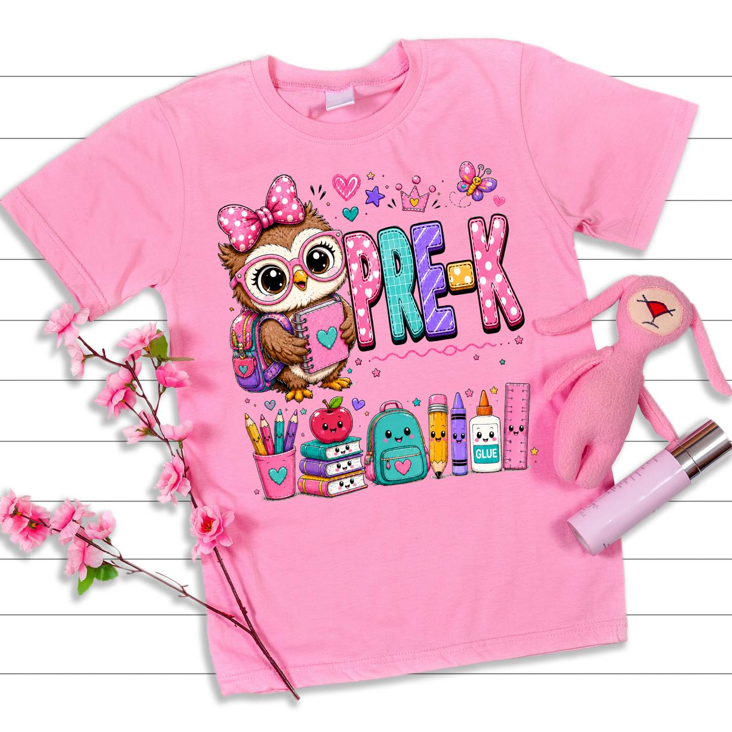 Cute Girls Back to School Shirt – Pre-K through Sixth Grade | Adorable Owl Graphic Tee | First Day of School Outfit | Kids School Shirt