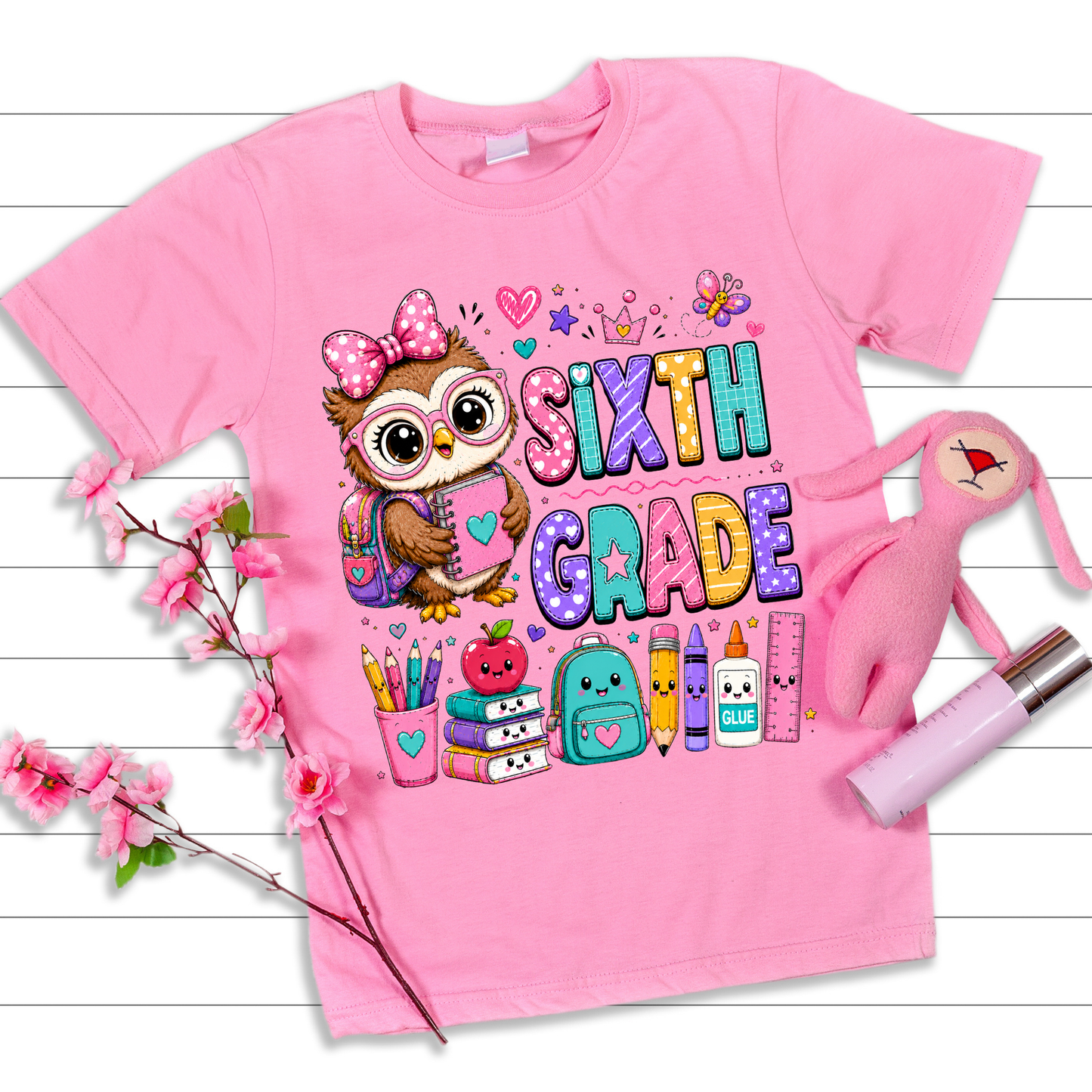 Cute Girls Back to School Shirt – Pre-K through Sixth Grade | Adorable Owl Graphic Tee | First Day of School Outfit | Kids School Shirt