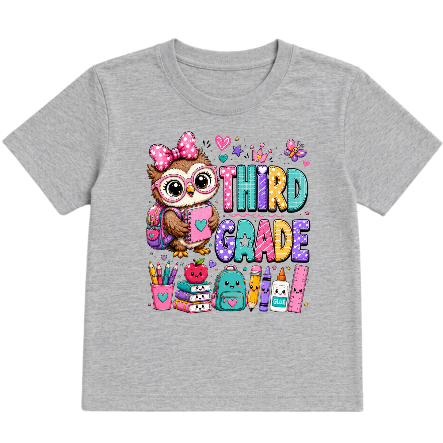Cute Girls Back to School Shirt – Pre-K through Sixth Grade | Adorable Owl Graphic Tee | First Day of School Outfit | Kids School Shirt