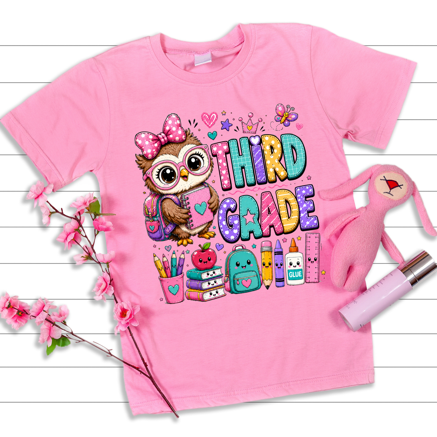 Cute Girls Back to School Shirt – Pre-K through Sixth Grade | Adorable Owl Graphic Tee | First Day of School Outfit | Kids School Shirt