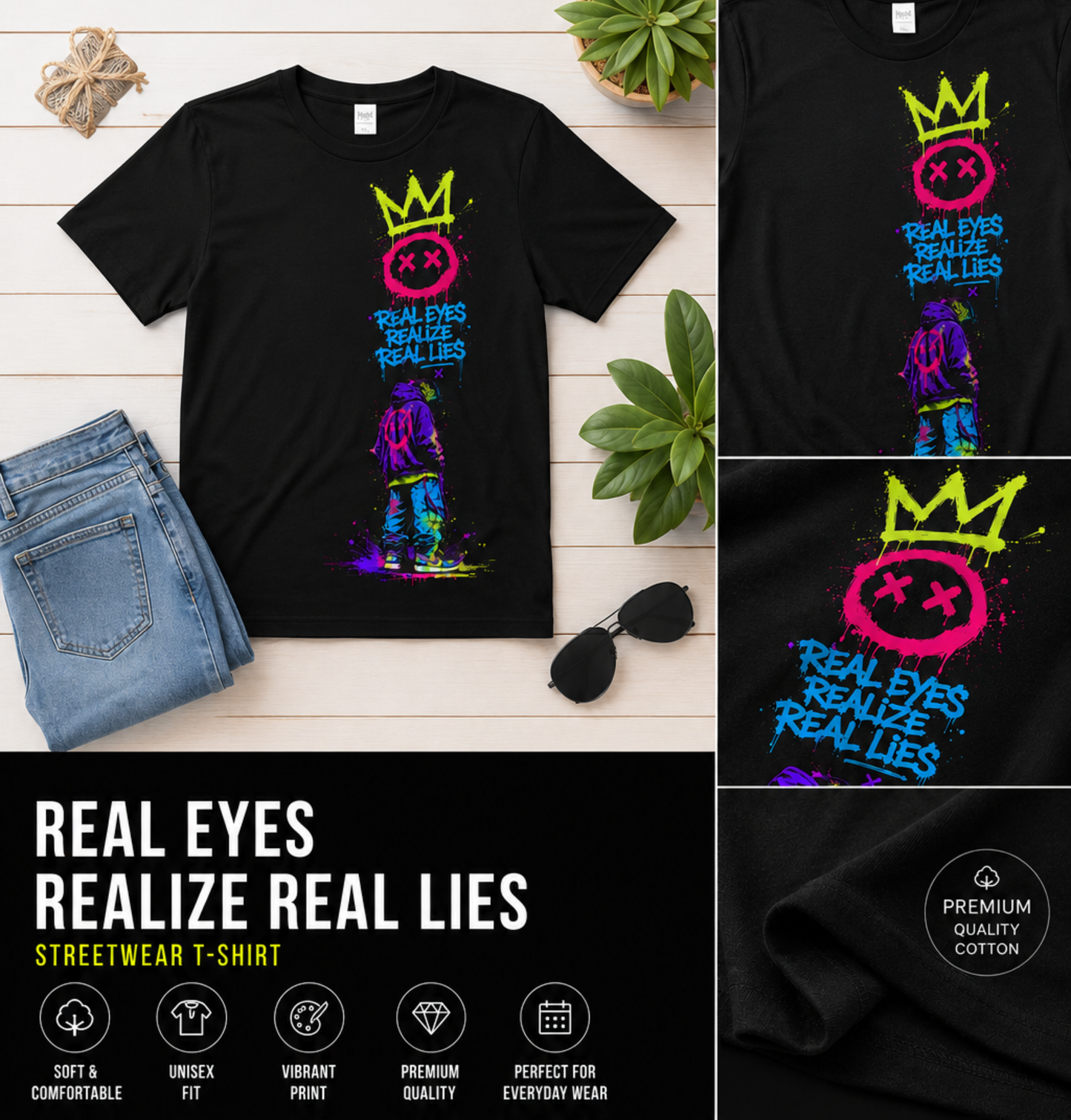 Real Eyes Realize Real Lies Streetwear T-Shirt