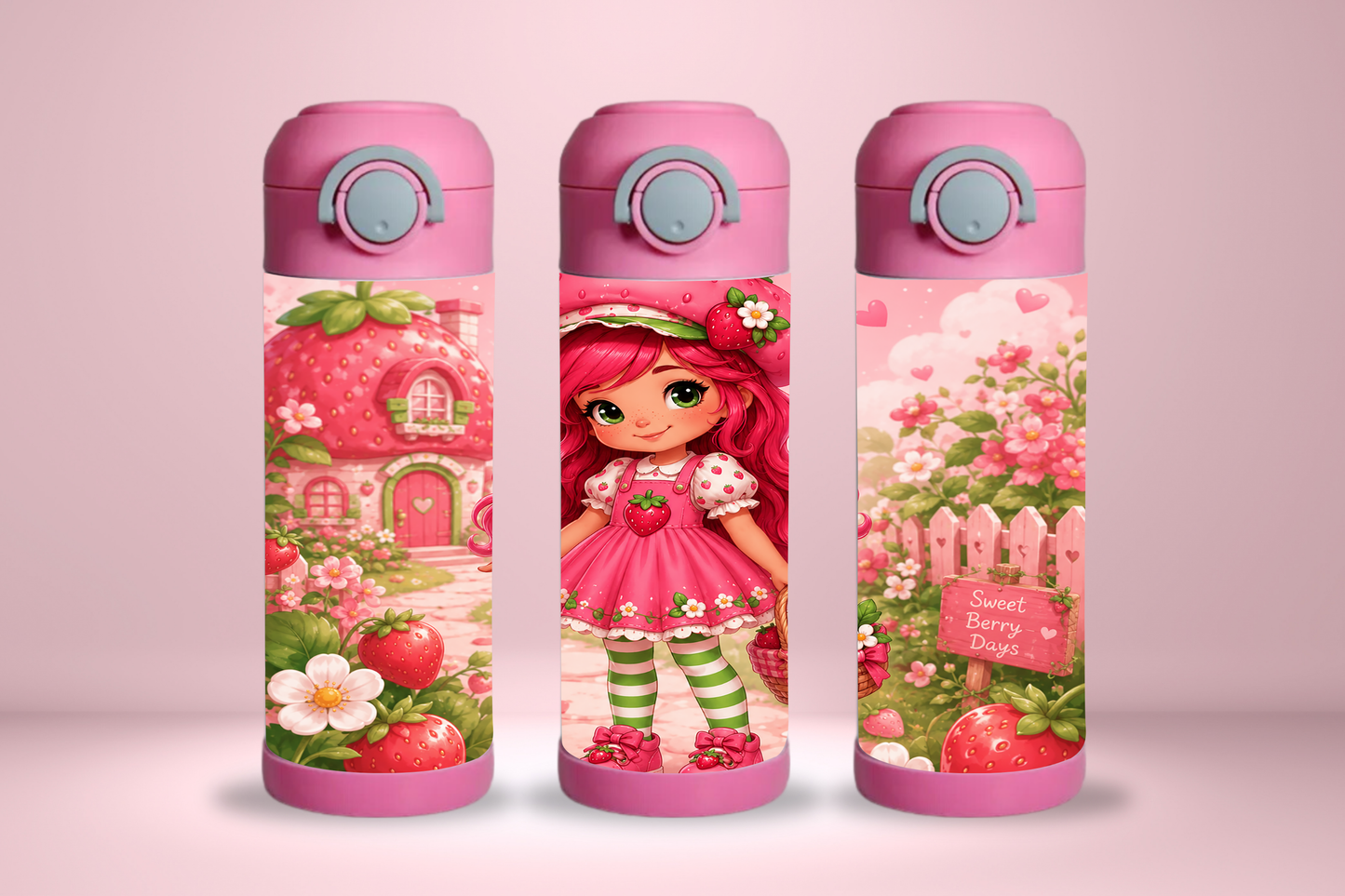 Strawberry Girl – 12oz Kids Insulated Tumbler | Stainless Steel Thermo Bottle