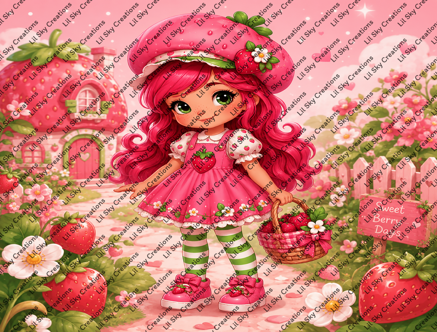 Strawberry Girl – 12oz Kids Insulated Tumbler | Stainless Steel Thermo Bottle