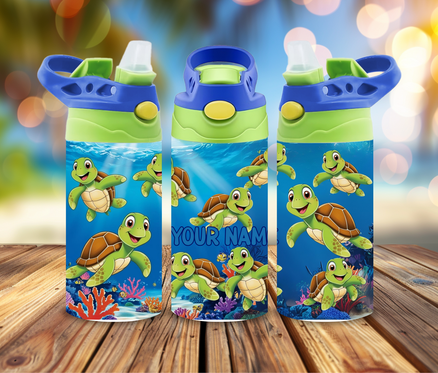 Personalized Turtle Adventure Kids Tumbler – 12oz Vacuum Insulated Stainless Steel Cup