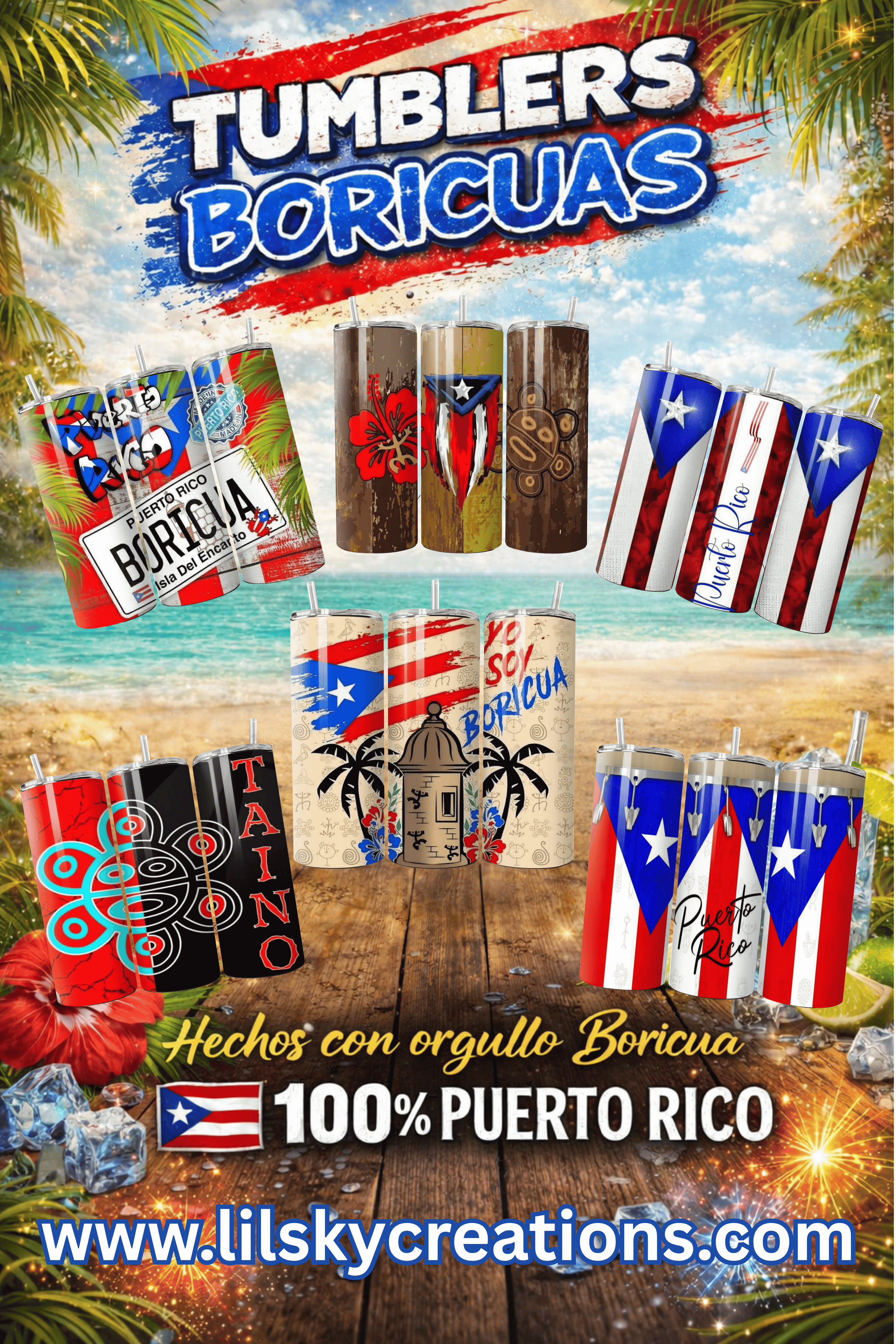 Tumbler Diseño Puerto Rico – 20oz