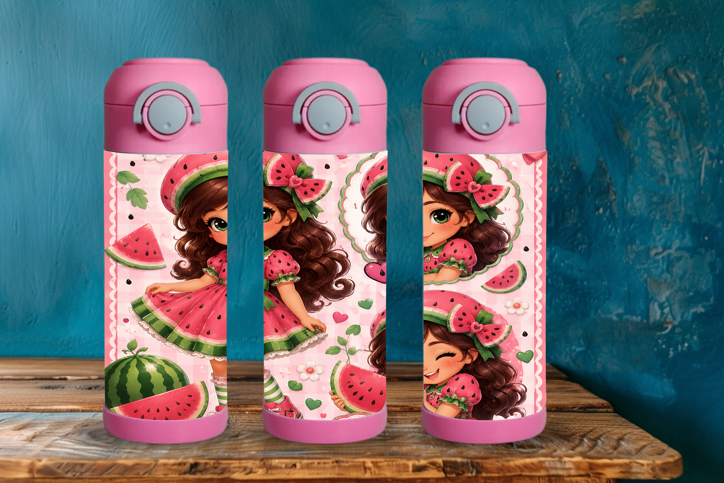 Watermelon Girl – 12oz Kids Insulated Tumbler | Stainless Steel Thermo Bottle
