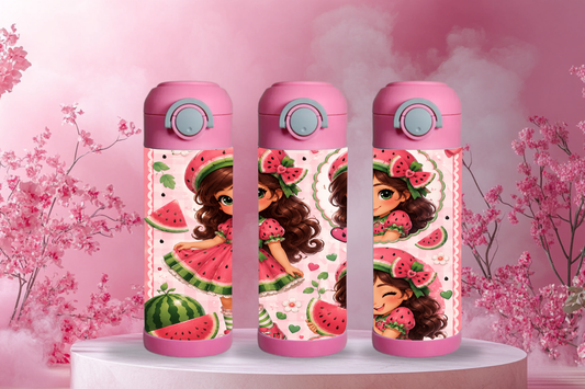 Watermelon Girl – 12oz Kids Insulated Tumbler | Stainless Steel Thermo Bottle