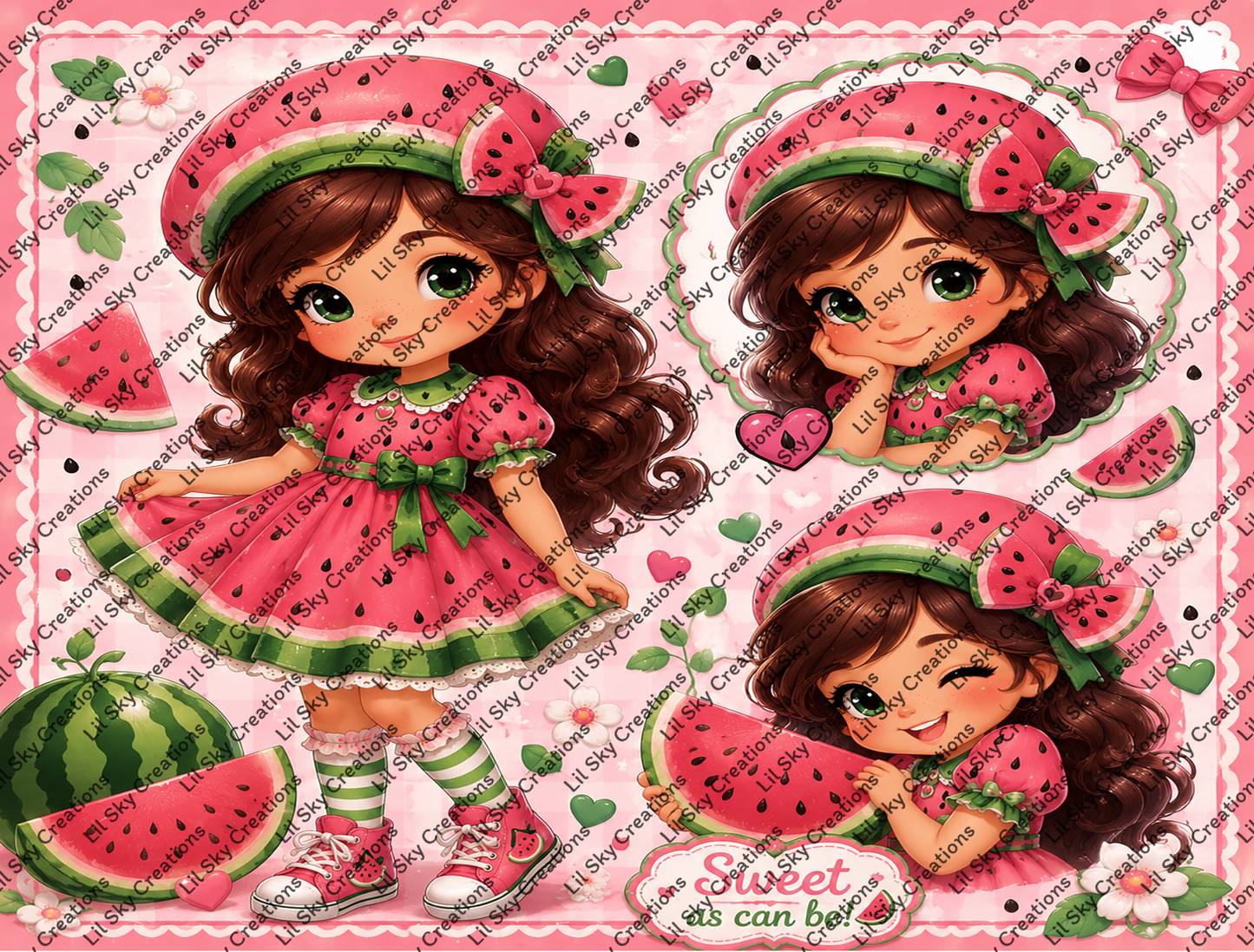 Watermelon Girl – 12oz Kids Insulated Tumbler | Stainless Steel Thermo Bottle
