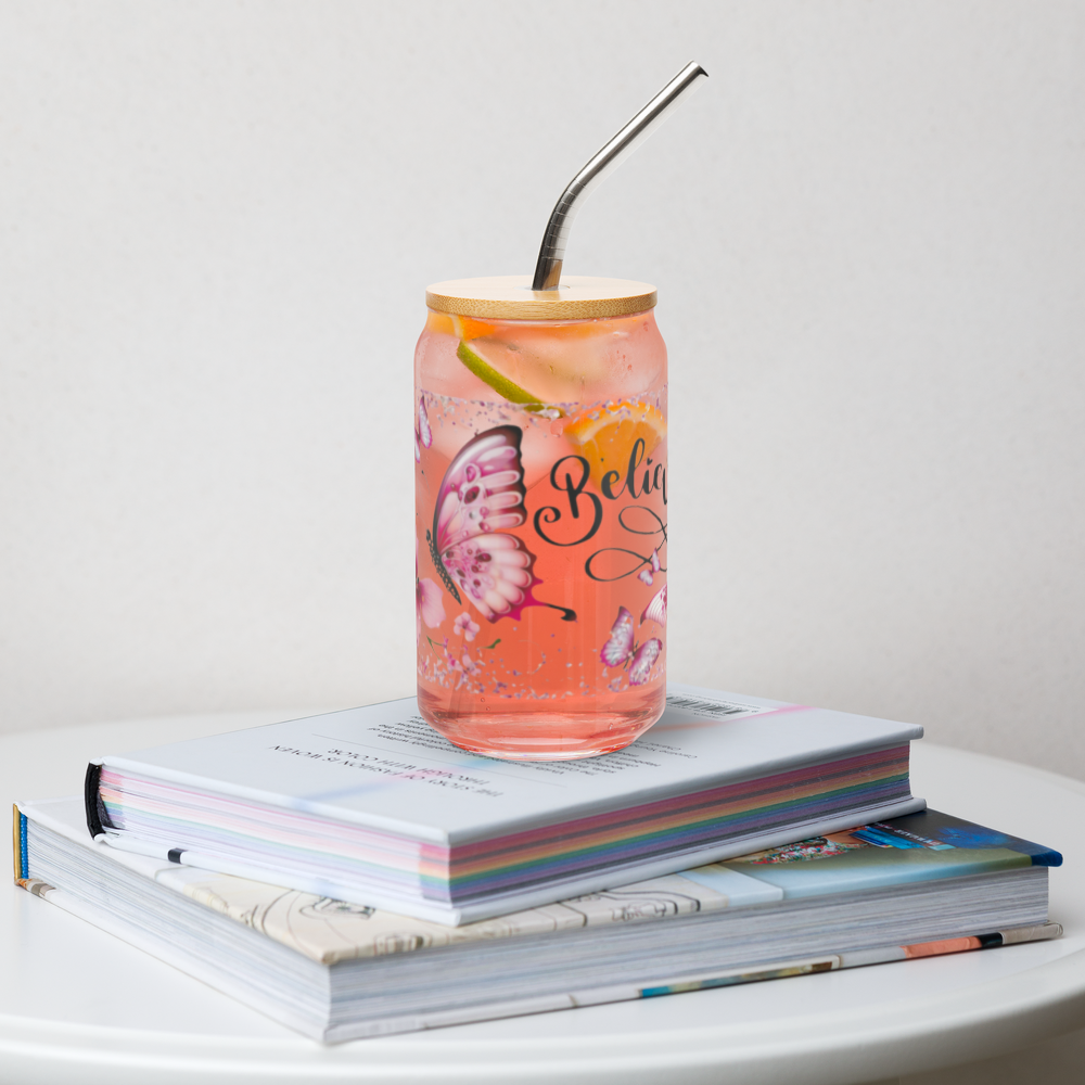 Believe Glass Cup w/Lid image 0