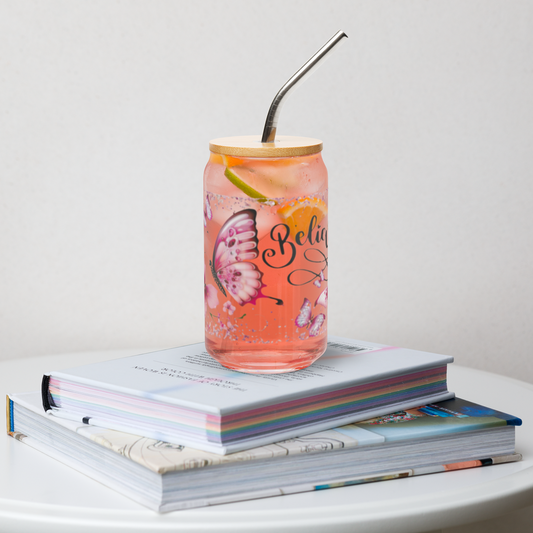 Believe Glass Cup w/Lid image 0