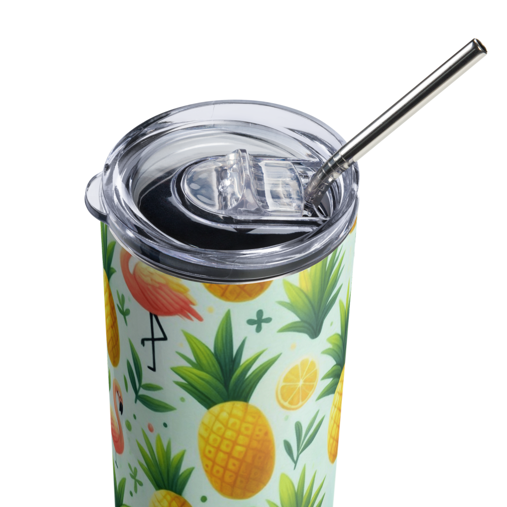 Pineapples & Flamingos Green Tumbler image 4
