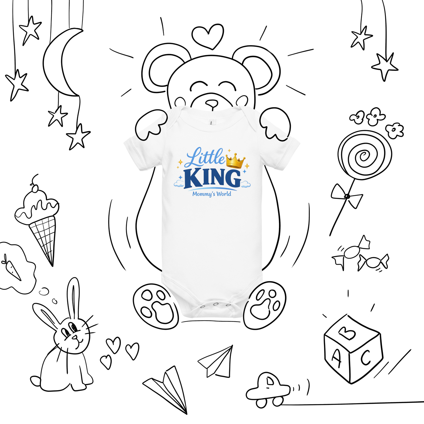 Little King Mommy's World Baby Onesie – Cute Baby Boy Crown Bodysuit