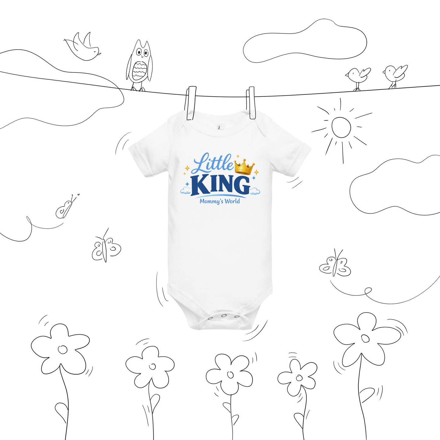 Little King Mommy's World Baby Onesie – Cute Baby Boy Crown Bodysuit