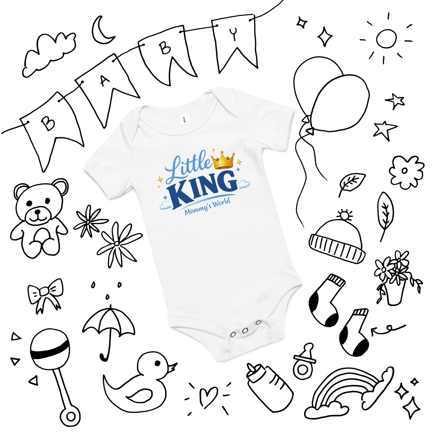Little King Mommy's World Baby Onesie – Cute Baby Boy Crown Bodysuit