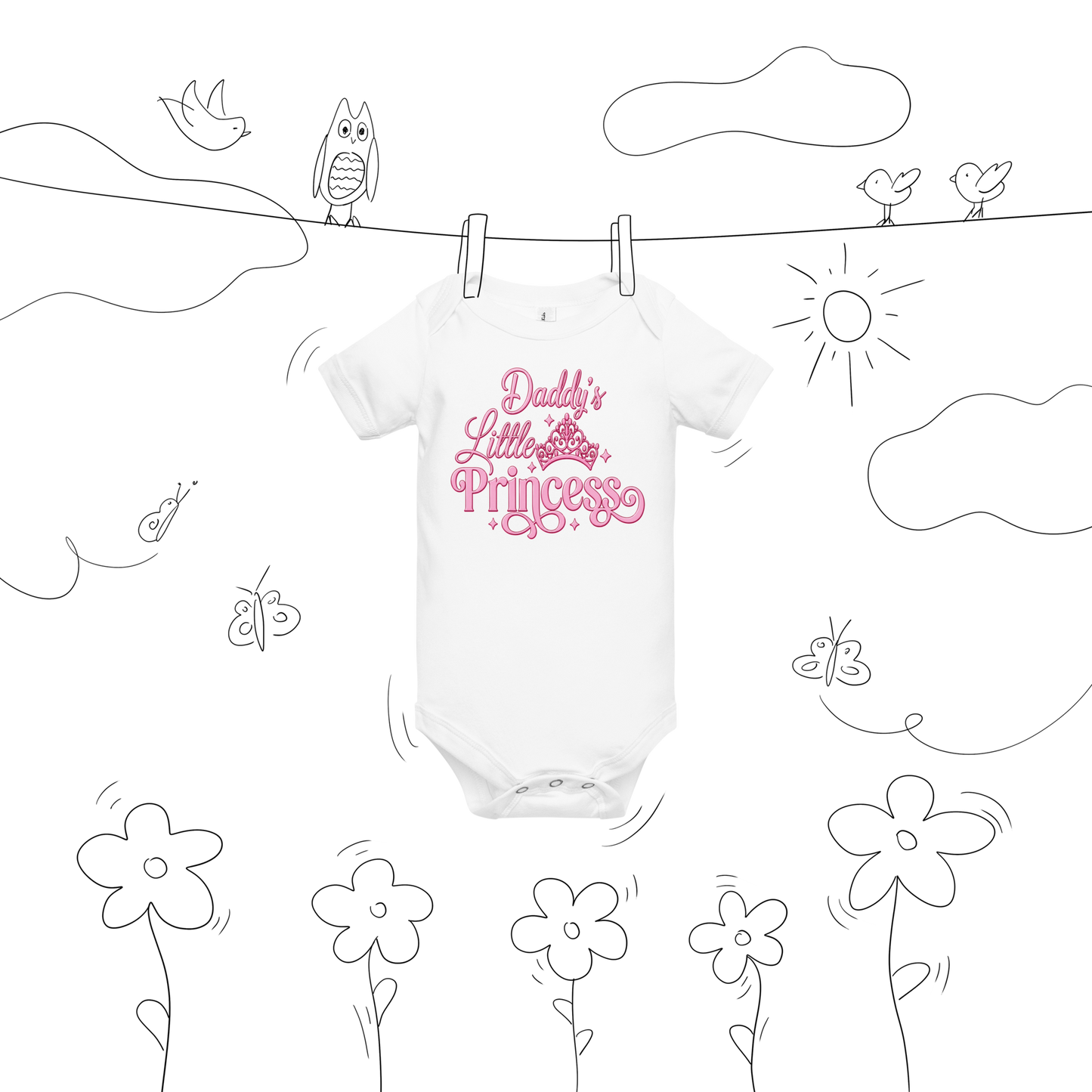 Daddy's Little Princess Baby Onesie – Cute Pink Crown Infant Bodysuit