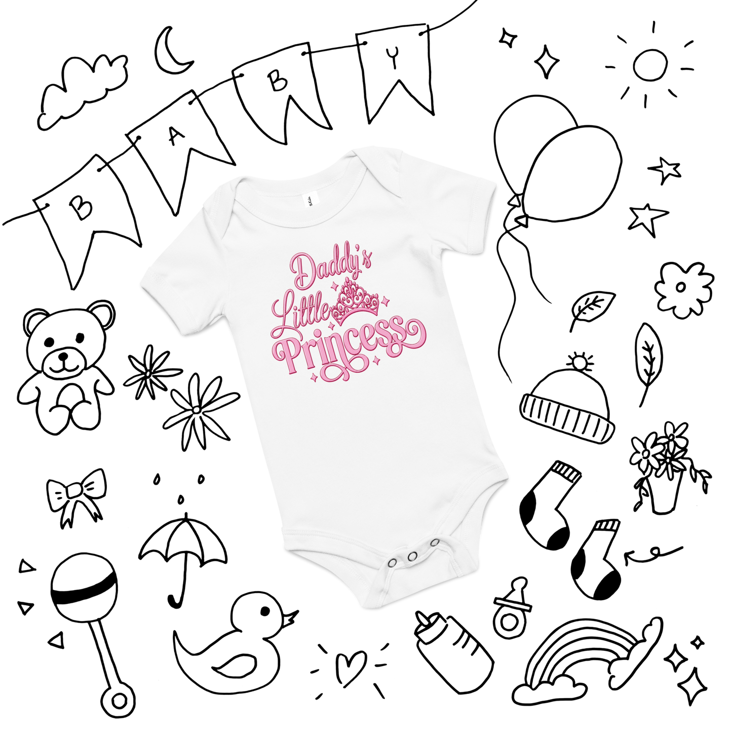 Daddy's Little Princess Baby Onesie – Cute Pink Crown Infant Bodysuit