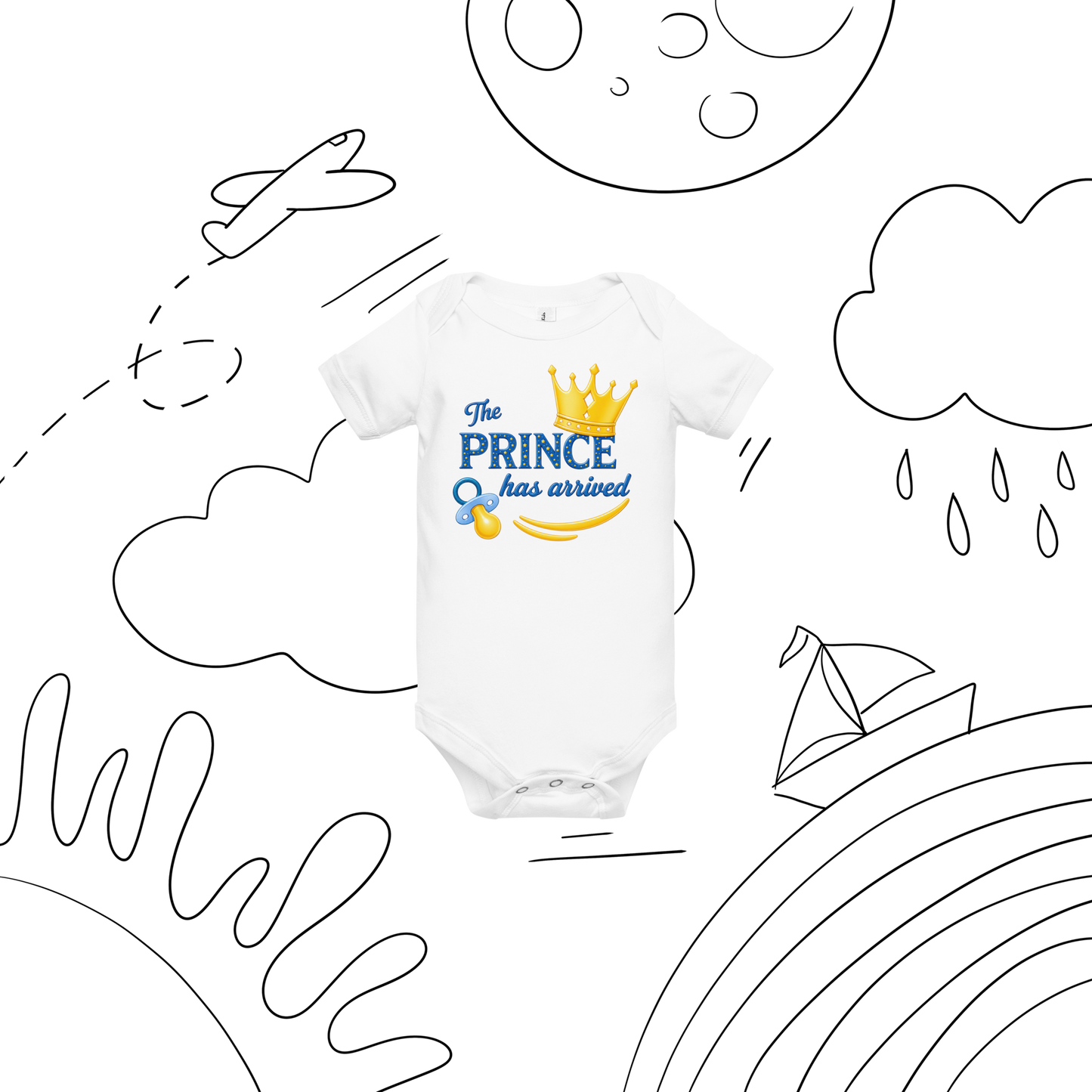 The Prince Has Arrived Baby Onesie – Cute Baby Boy Crown Bodysuit
