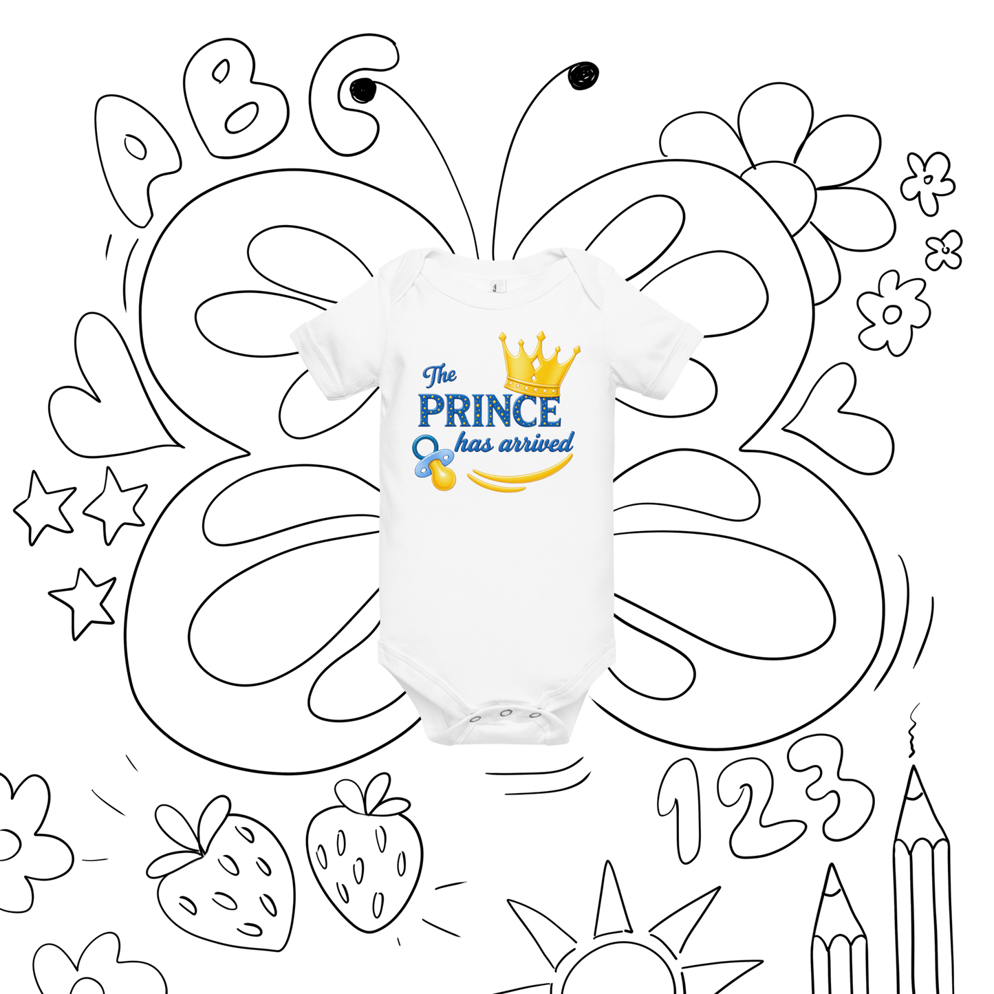 The Prince Has Arrived Baby Onesie – Cute Baby Boy Crown Bodysuit