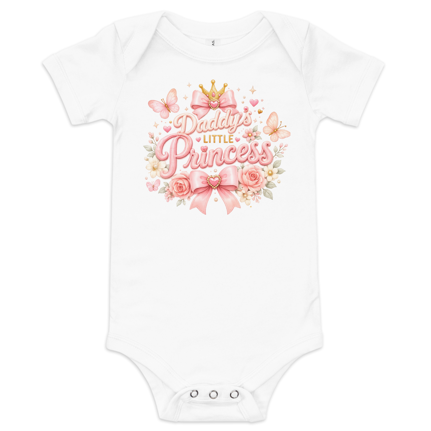 Daddy's Little Princess Floral Baby Onesie – Pink Bow & Butterfly Baby Bodysuit