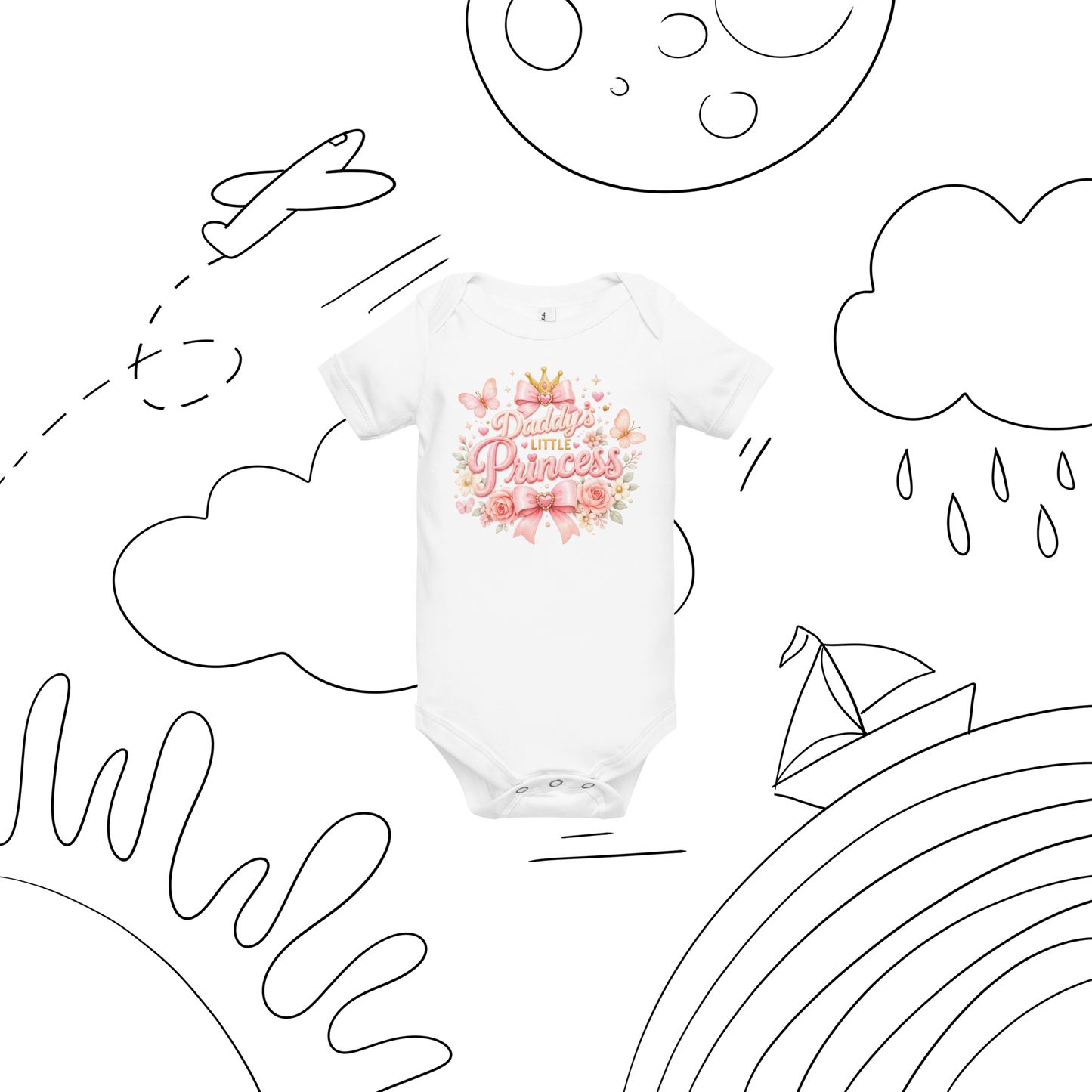 Daddy's Little Princess Floral Baby Onesie – Pink Bow & Butterfly Baby Bodysuit