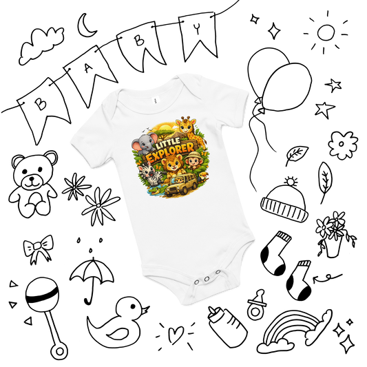 Little Explorer Safari Baby Onesie – Jungle Animals Infant Bodysuit