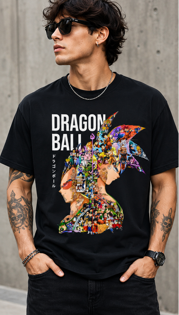 Epic Anime Warriors Collage Graphic T-Shirt