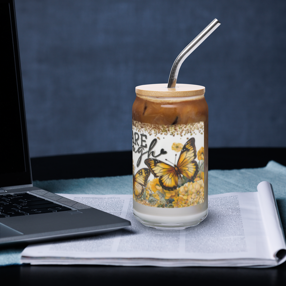 You Are Enough Glass Cup w/Lid image 5