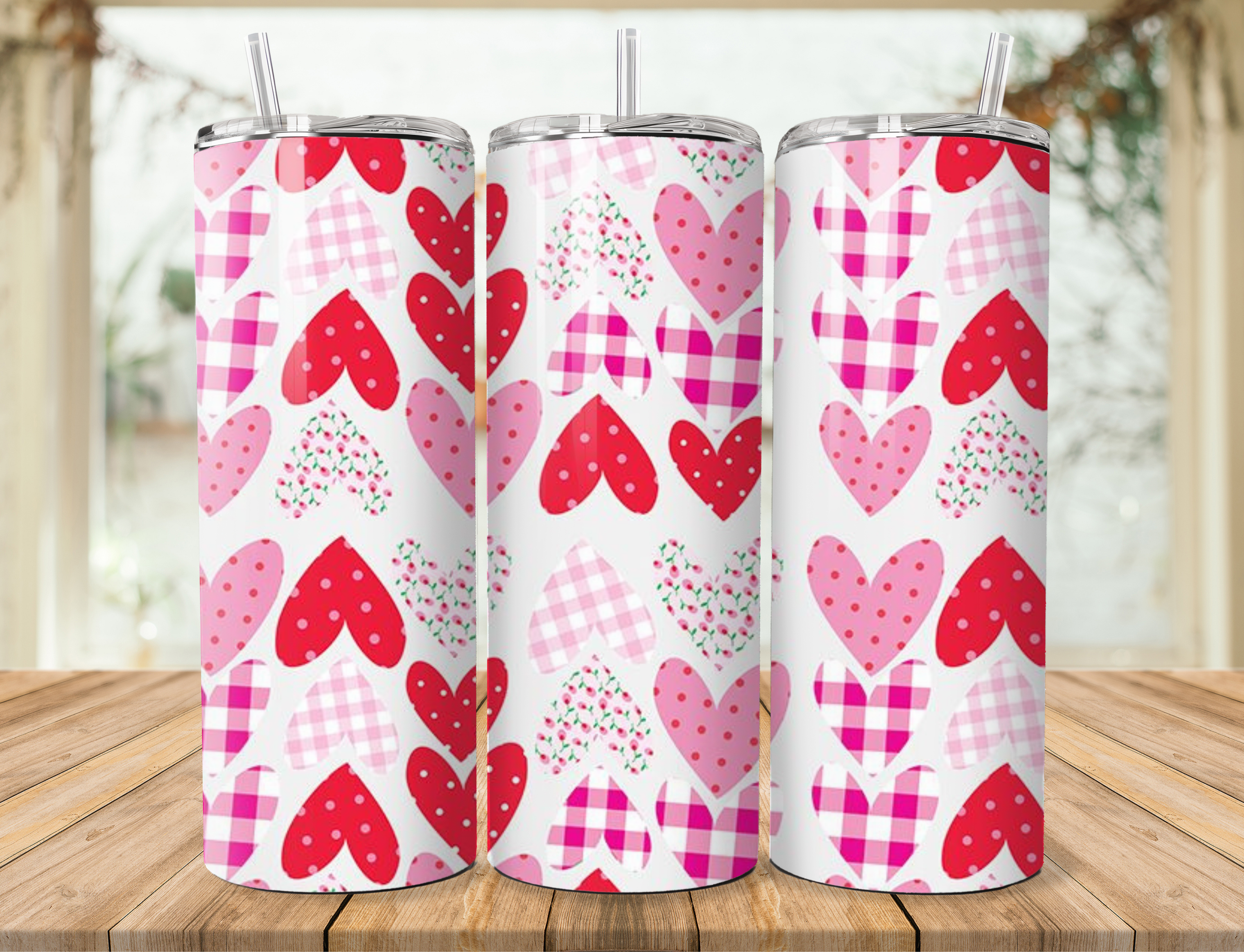 Valentine Heart Pattern Tumbler – Multiple Designs Available | 20oz Stainless Steel