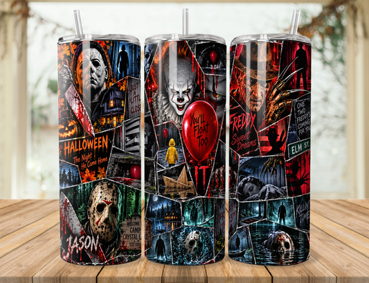 Horror Movie Collage 20oz Skinny Tumbler