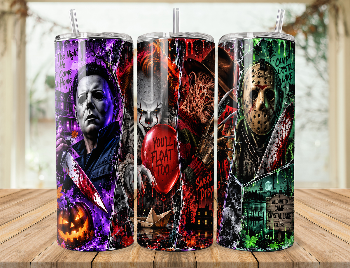 Horror Movie Collage 20oz Skinny Tumbler