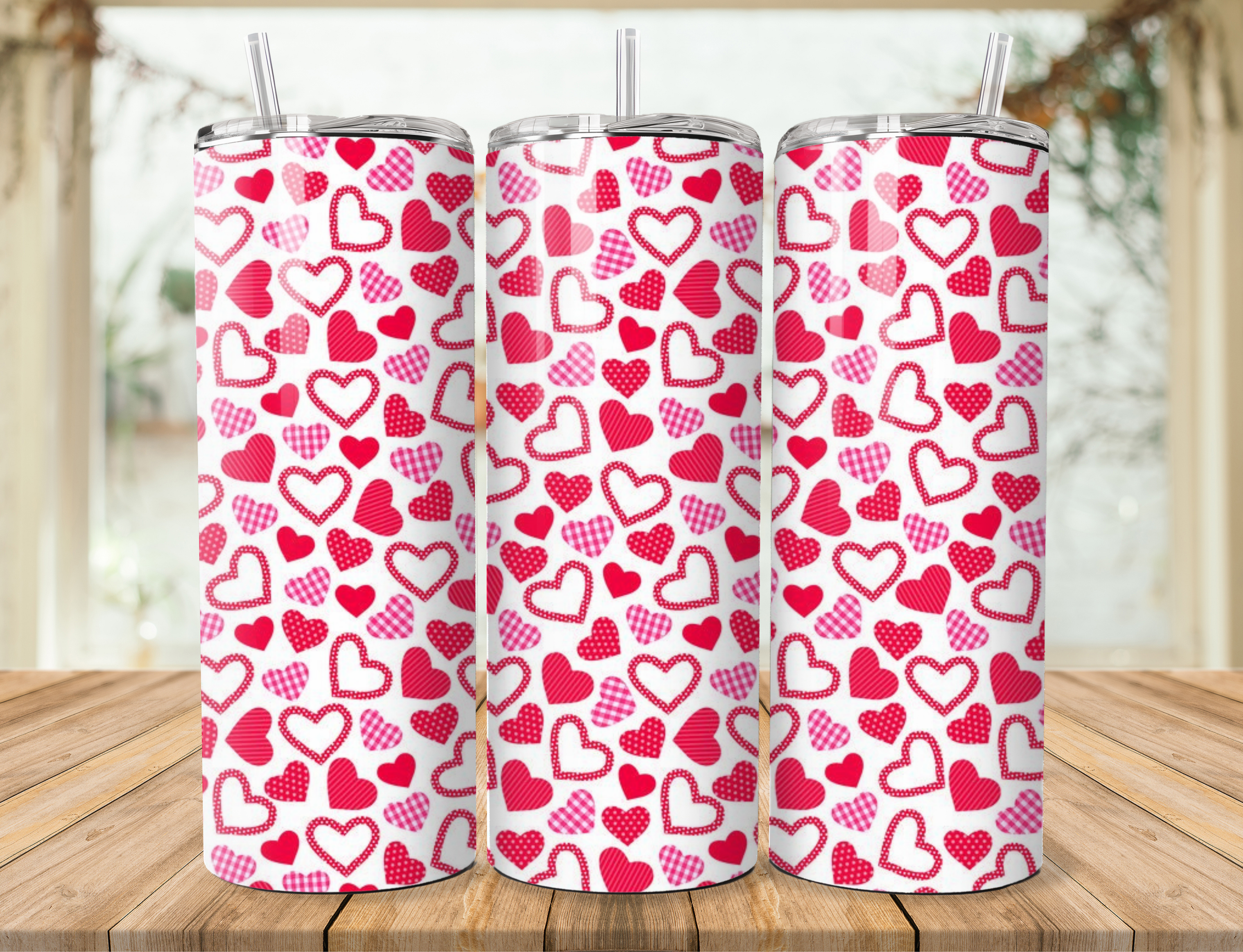 Valentine Heart Pattern Tumbler – Multiple Designs Available | 20oz Stainless Steel