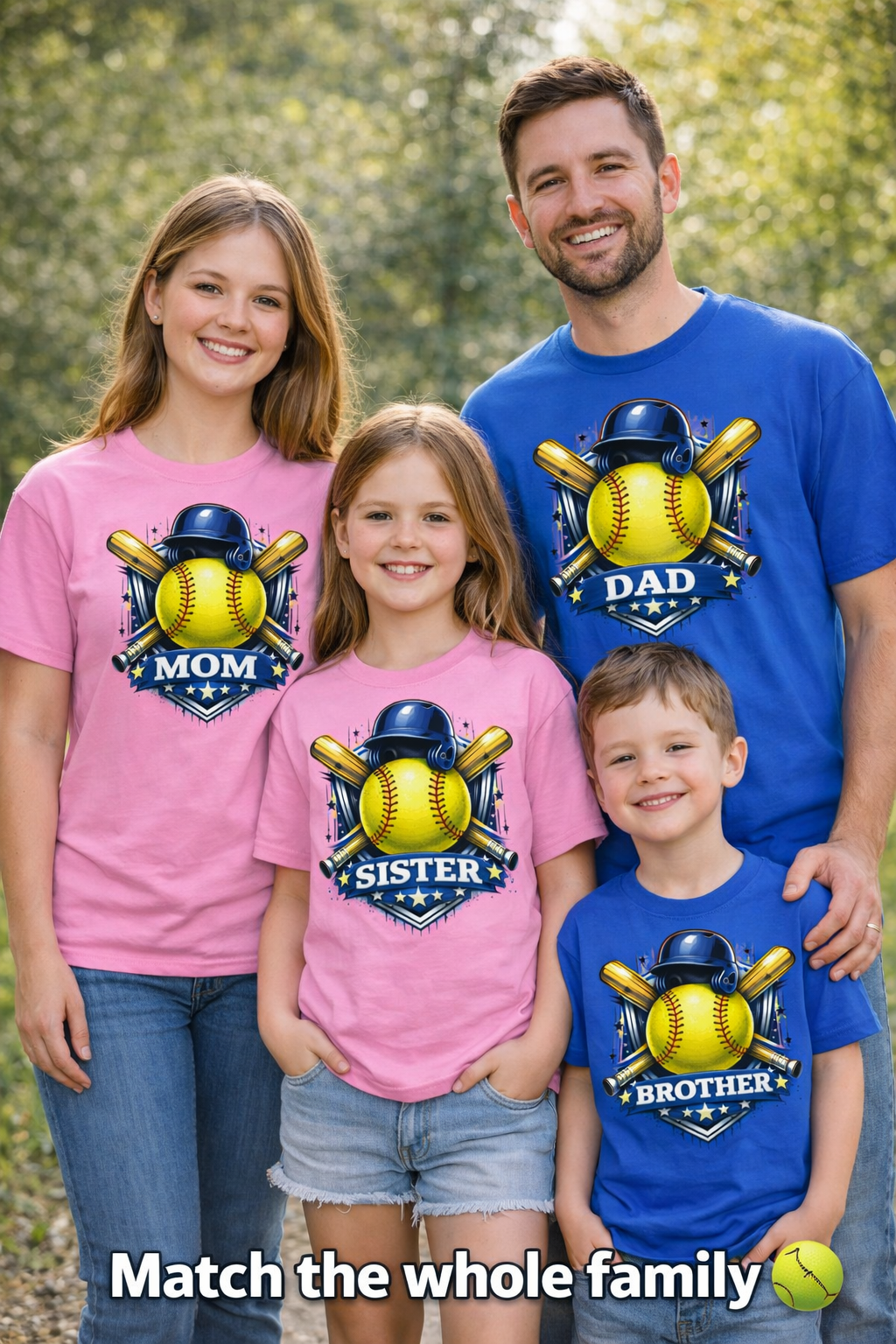 Softball Family Matching Shirts – Custom Roles Tee (Mama, Dad, Brother, Sister & More)
