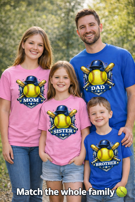 Softball Family Matching Shirts – Custom Roles Tee (Mama, Dad, Brother, Sister & More)