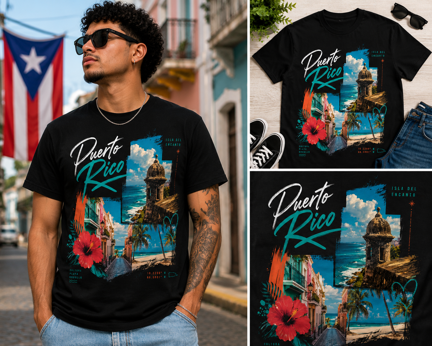 Puerto Rico Isla Del Encanto Tropical Graphic T-Shirt