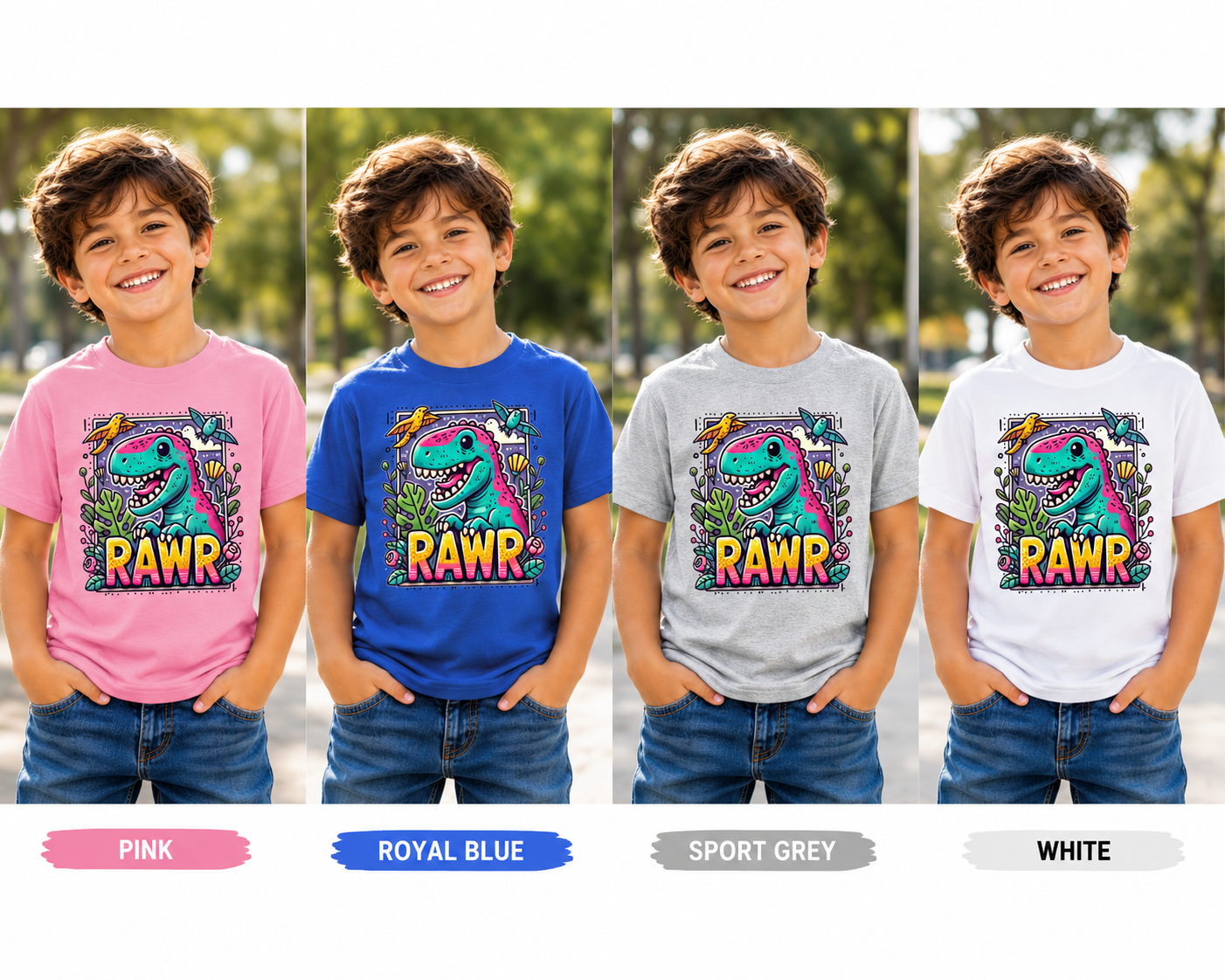 RAWR Dinosaur Kids T-Shirt | Cute Kids Dino Graphic Tee