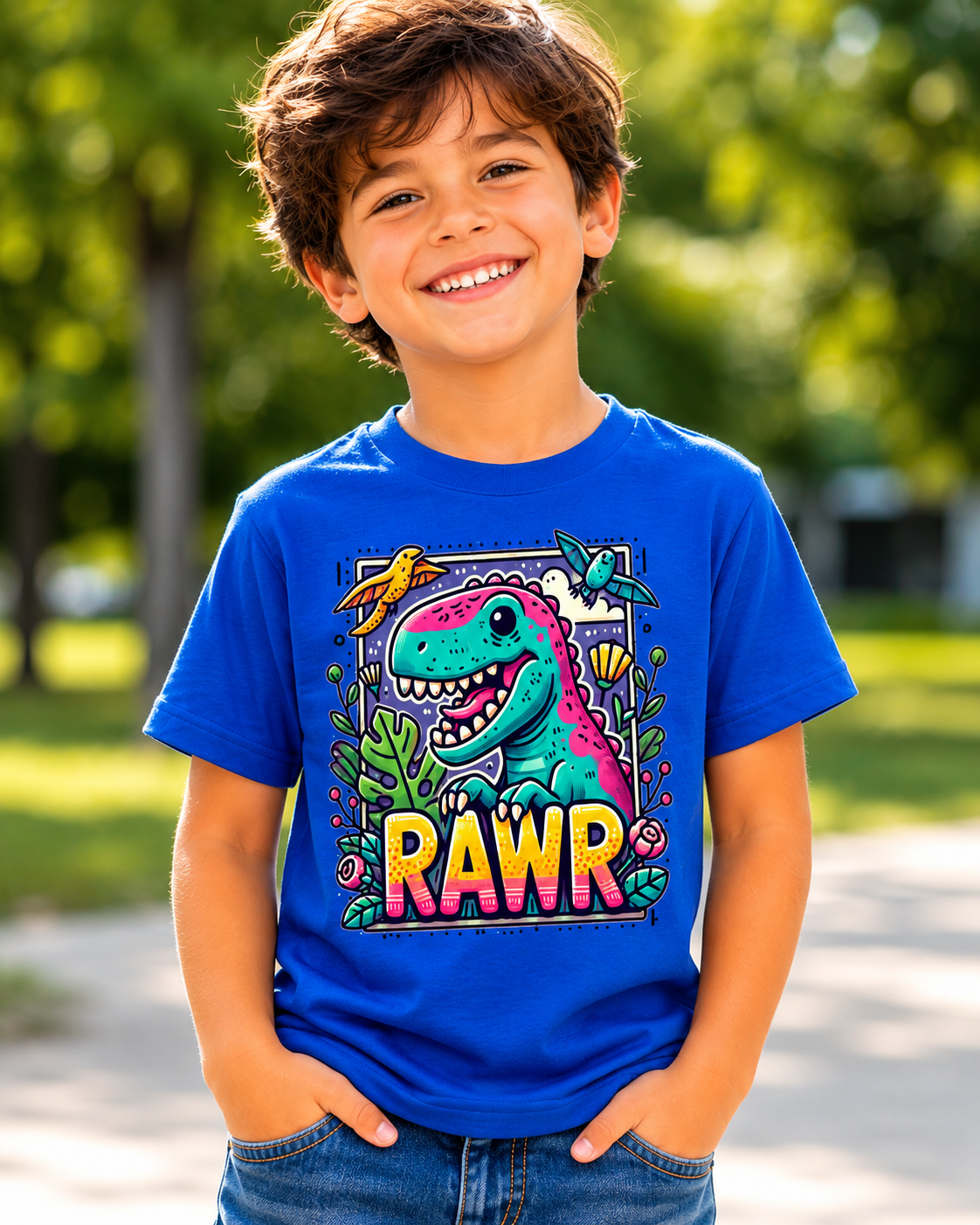 RAWR Dinosaur Kids T-Shirt | Cute Kids Dino Graphic Tee