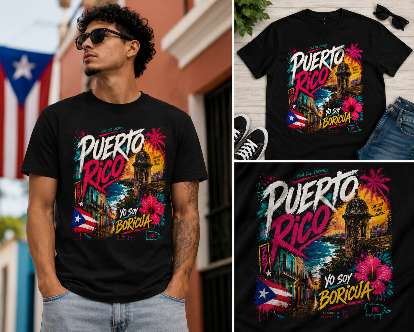 787 Yo Soy Boricua Puerto Rico Pride Graphic T-Shirt