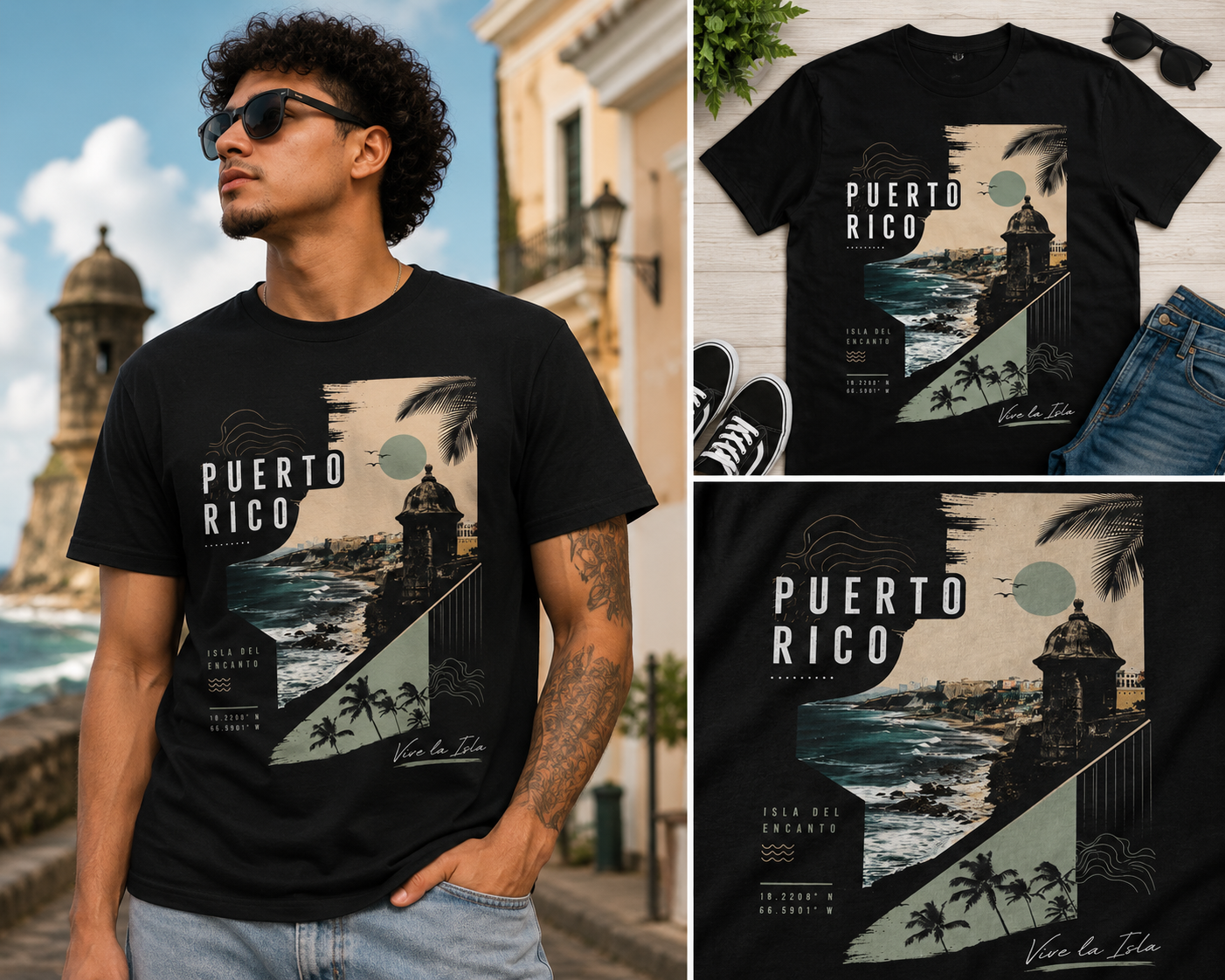 Puerto Rico Isla Del Encanto Coastal Graphic T-Shirt