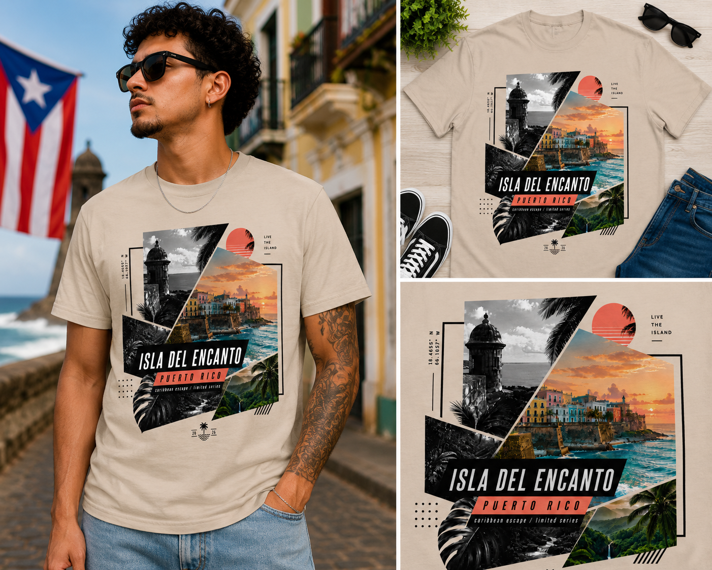Isla Del Encanto Puerto Rico Coastal Graphic T-Shirt
