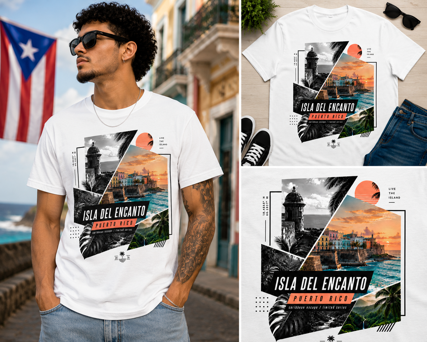 Isla Del Encanto Puerto Rico Coastal Graphic T-Shirt