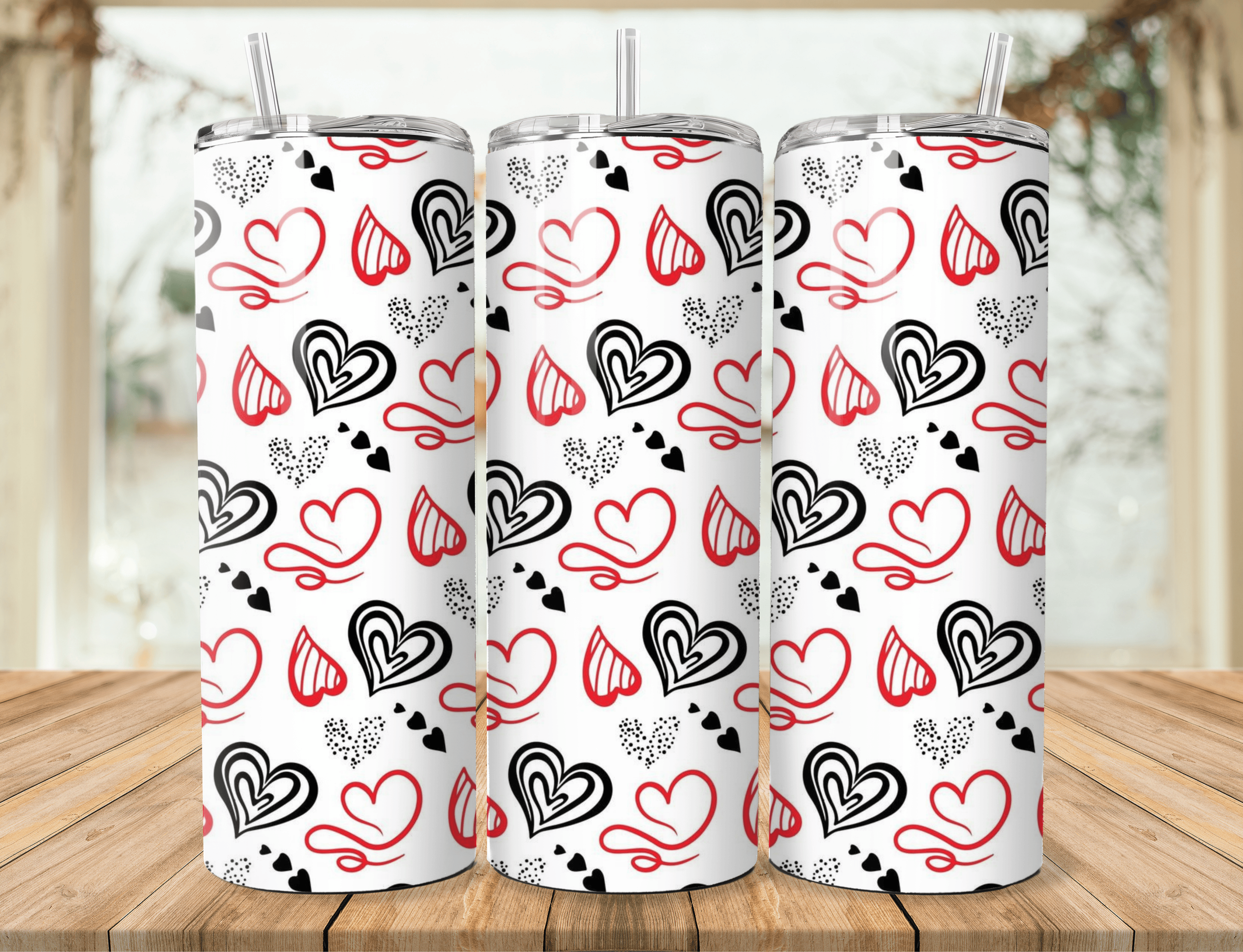 Valentine Heart Pattern Tumbler – Multiple Designs Available | 20oz Stainless Steel