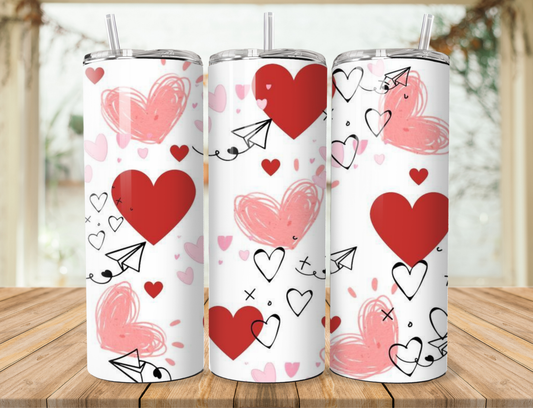 Valentine Hearts Tumbler - 20oz Stainless Steel