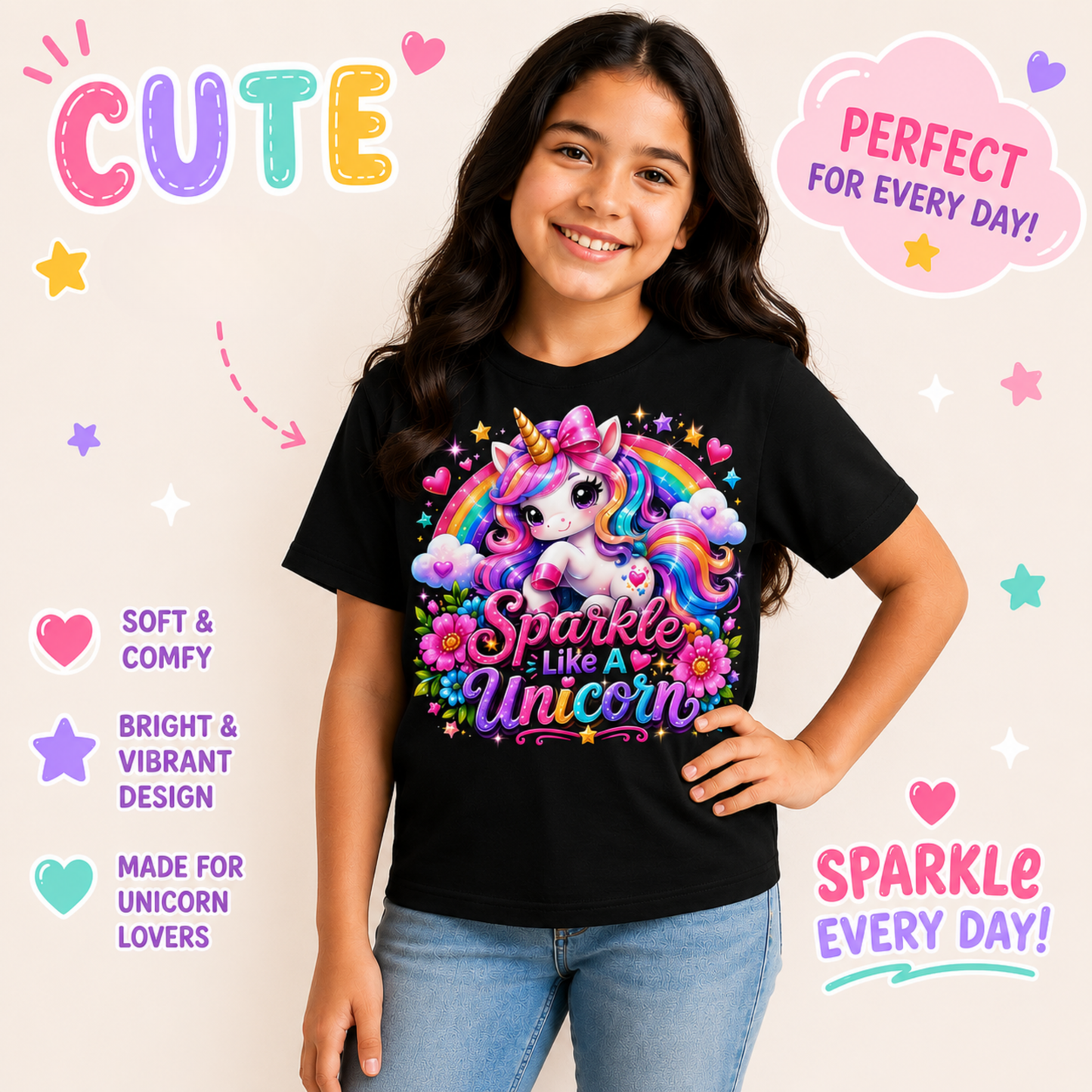 Sparkle Like A Unicorn – Girls T-Shirt