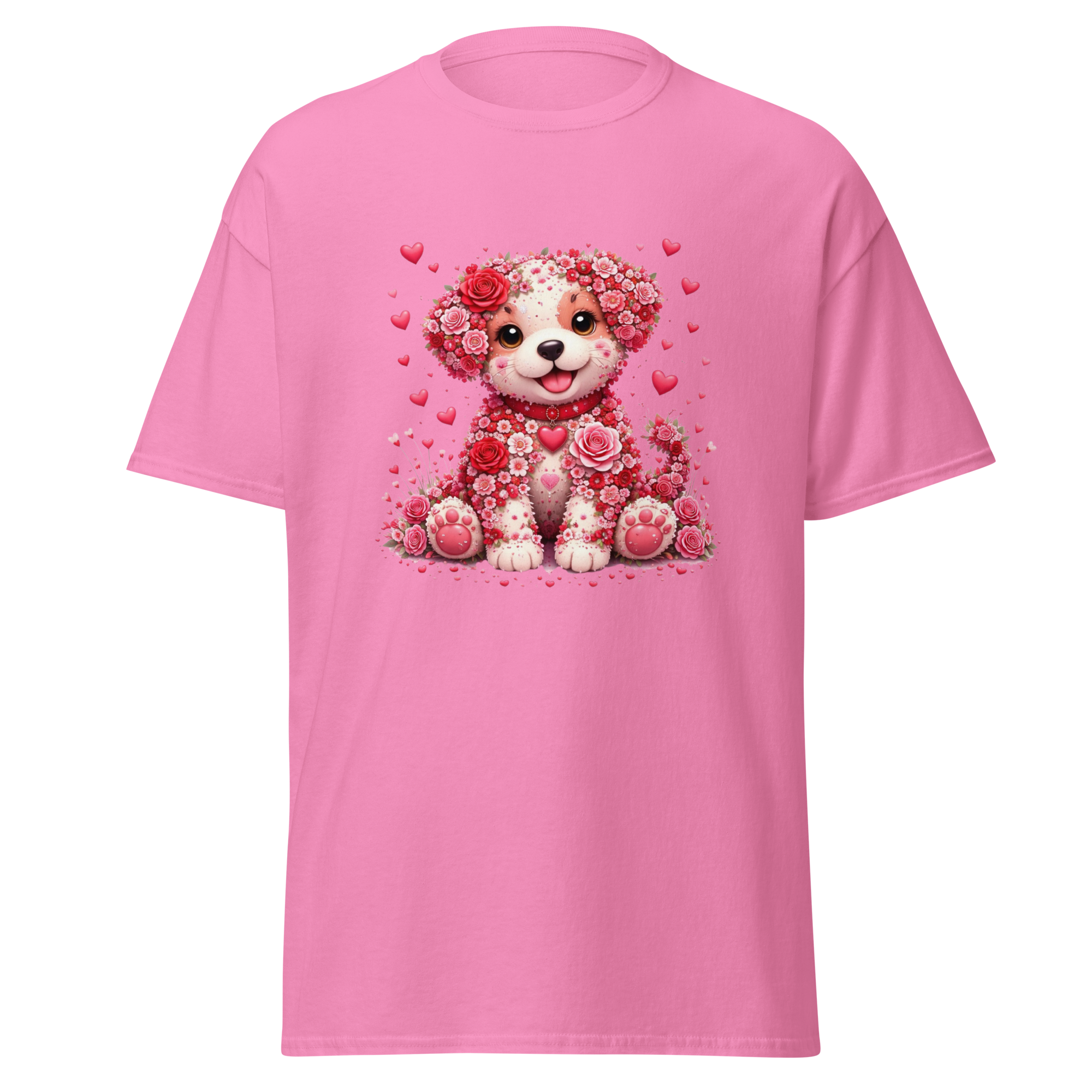 Floral Puppy Valentine T-Shirt – Cute Unisex Graphic Tee
