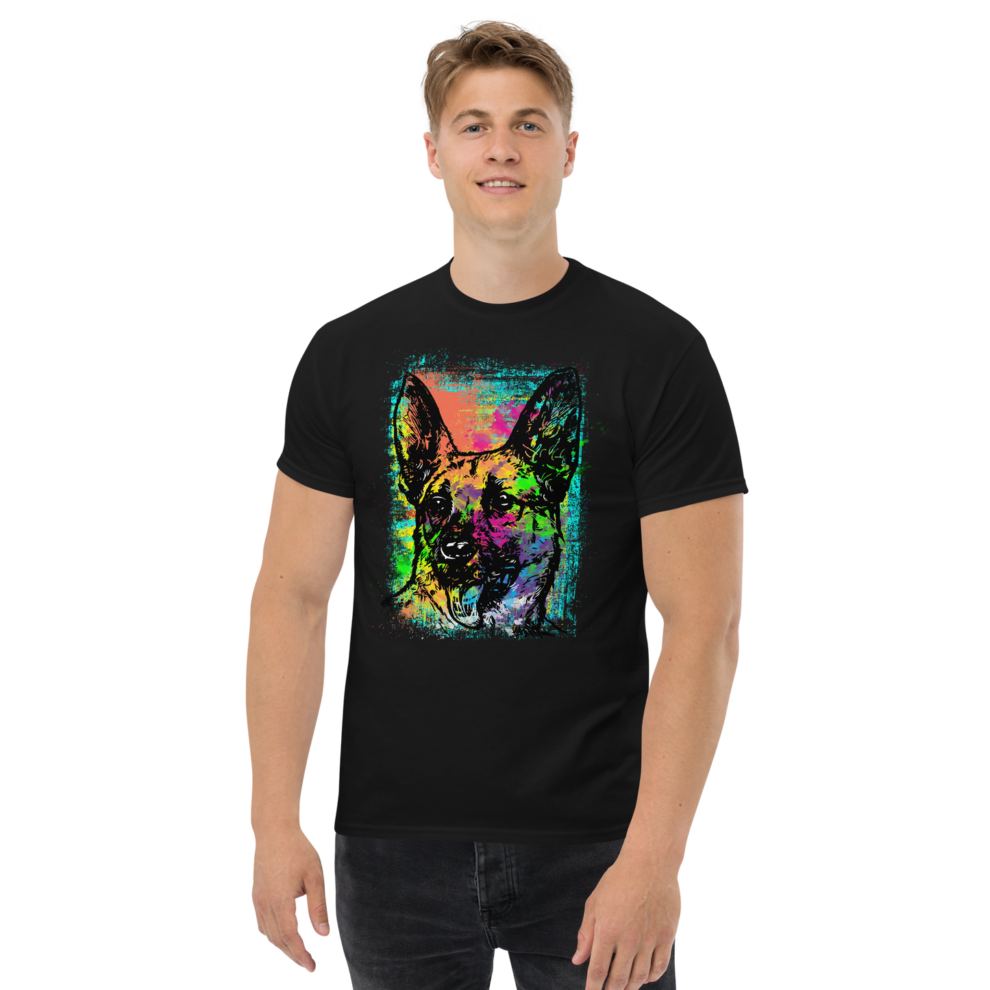 German Shepherd Artistic T-Shirt – Colorful Modern Dog Design